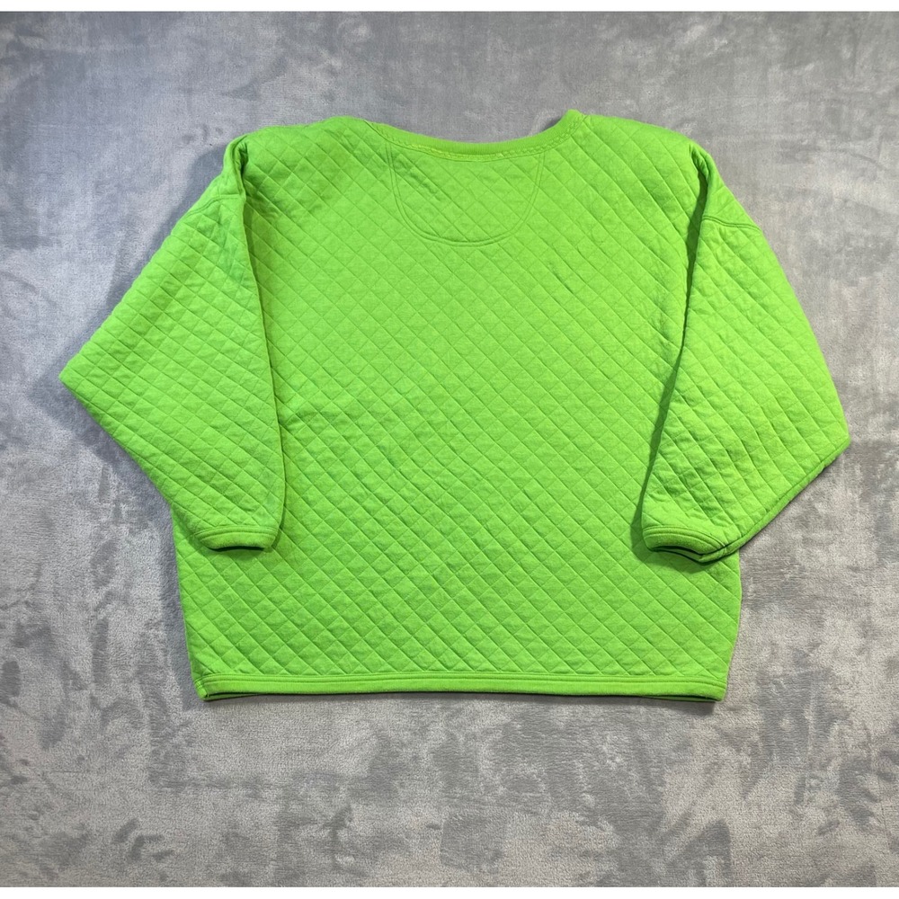 Venezia Womens Vintage Quilted Pullover Sweatshirt 26/28 Green Snap Shoulder - Picture 7 of 8